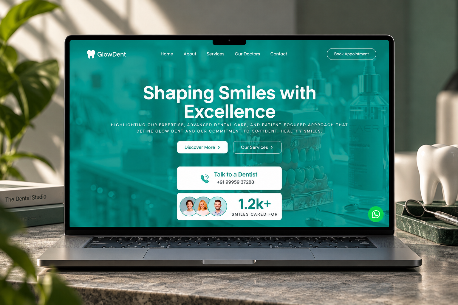 Screenshot of Glowdent DigiLab website